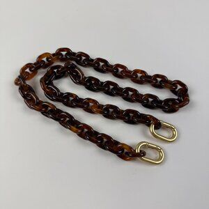 Clare V. Tortoise Mini Oval Resin Link Shoulder Strap (Length 27 3/4")